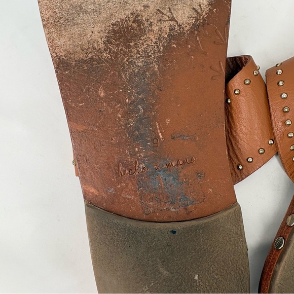 beek Tan Leather Sandals with Stud Accents - Picture 6 of 6